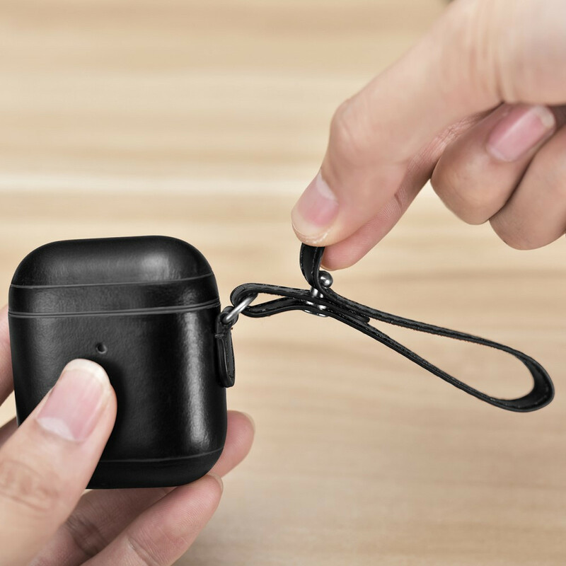 Coque AirPods Véritable Cuir avec Lanière ICARER