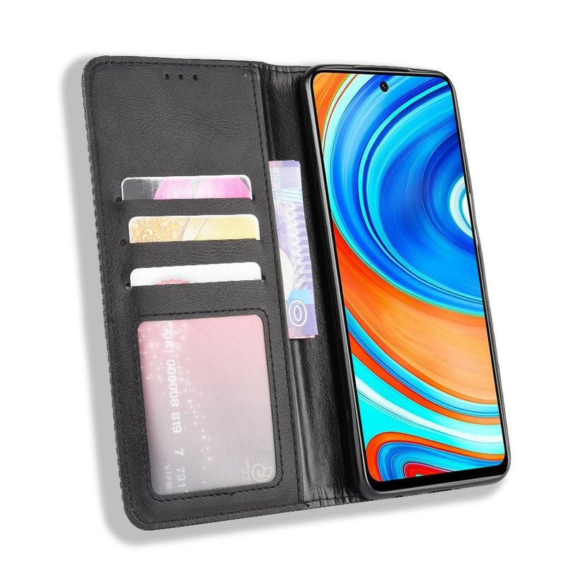 Flip Cover Xiaomi Redmi Note 9S Effet Cuir Vintage Stylisé