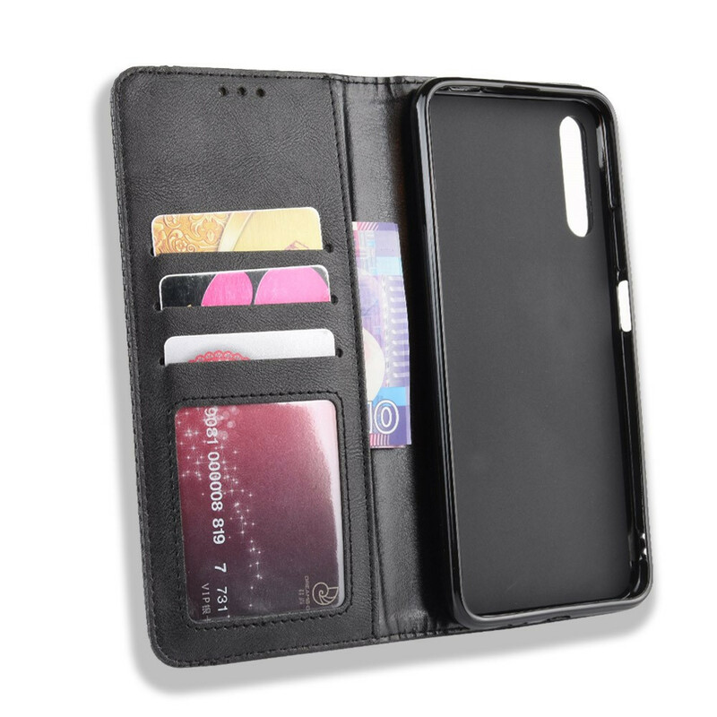 Flip Cover Honor 9X Pro Effet Cuir Vintage Stylisé Flip Cover Honor 9X Pro Effet Cuir Vintage Stylisé