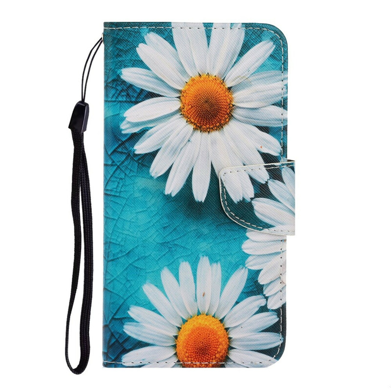 Housse Xiaomi Redmi Note 9 Pro Marguerites à Lanière