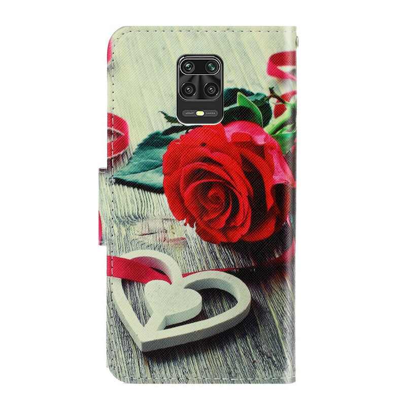 Housse Xiaomi Redmi Note 9 Pro Rose Romantique à Lanière