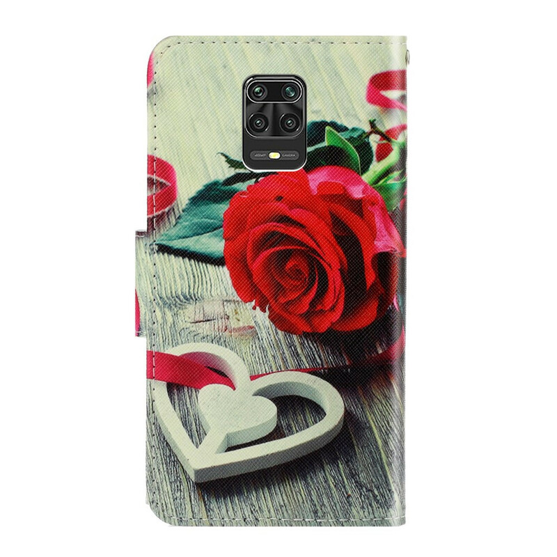 Housse Xiaomi Redmi Note 9 Pro Rose Romantique à Lanière Housse Xiaomi Redmi Note 9 Pro Rose Romantique à Lanière