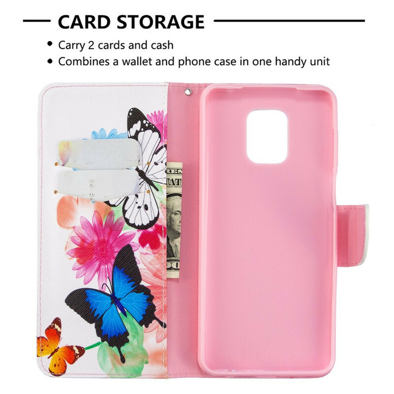 Housse Xiaomi Redmi Note 9S / Note 9 Pro Papillons et Fleurs Peints Housse Xiaomi Redmi Note 9S / Note 9 Pro Papillons et Fleurs Peints