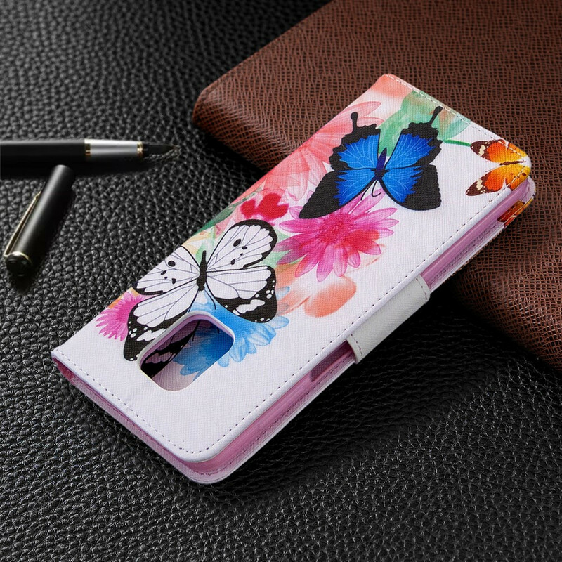 Housse Xiaomi Redmi Note 9S / Note 9 Pro Papillons et Fleurs Peints