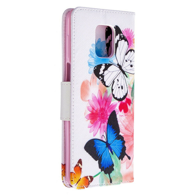 Housse Xiaomi Redmi Note 9S / Note 9 Pro Papillons et Fleurs Peints Housse Xiaomi Redmi Note 9S / Note 9 Pro Papillons et Fleurs Peints