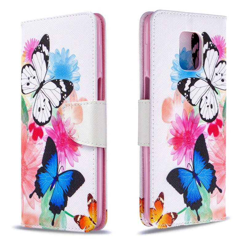Housse Xiaomi Redmi Note 9S / Note 9 Pro Papillons et Fleurs Peints Housse Xiaomi Redmi Note 9S / Note 9 Pro Papillons et Fleurs Peints