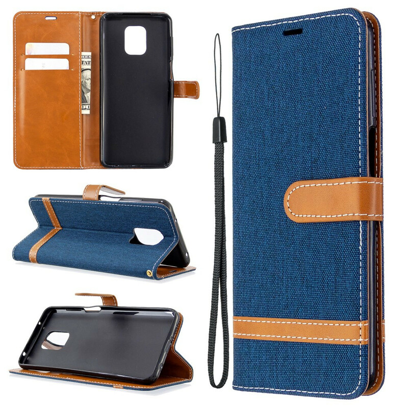 Housse Xiaomi Redmi Note 9S / Redmi Note 9 Pro Tissu et Effet Cuir à Lanière Housse Xiaomi Redmi Note 9S / Redmi Note 9 Pro Tissu et Effet Cuir à Lanière