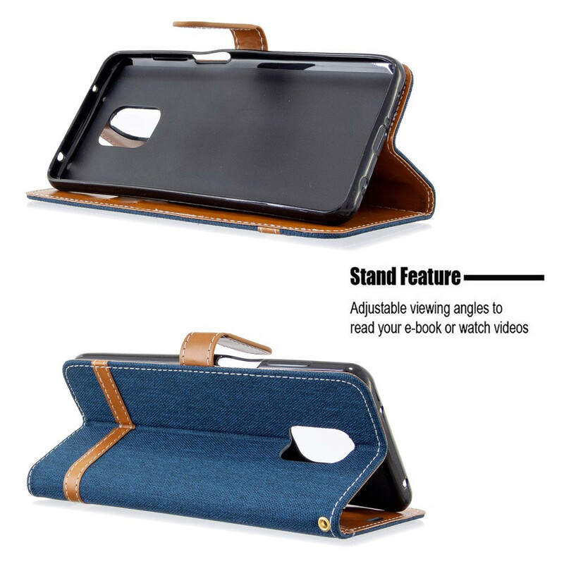 Housse Xiaomi Redmi Note 9S / Redmi Note 9 Pro Tissu et Effet Cuir à Lanière Housse Xiaomi Redmi Note 9S / Redmi Note 9 Pro Tissu et Effet Cuir à Lanière