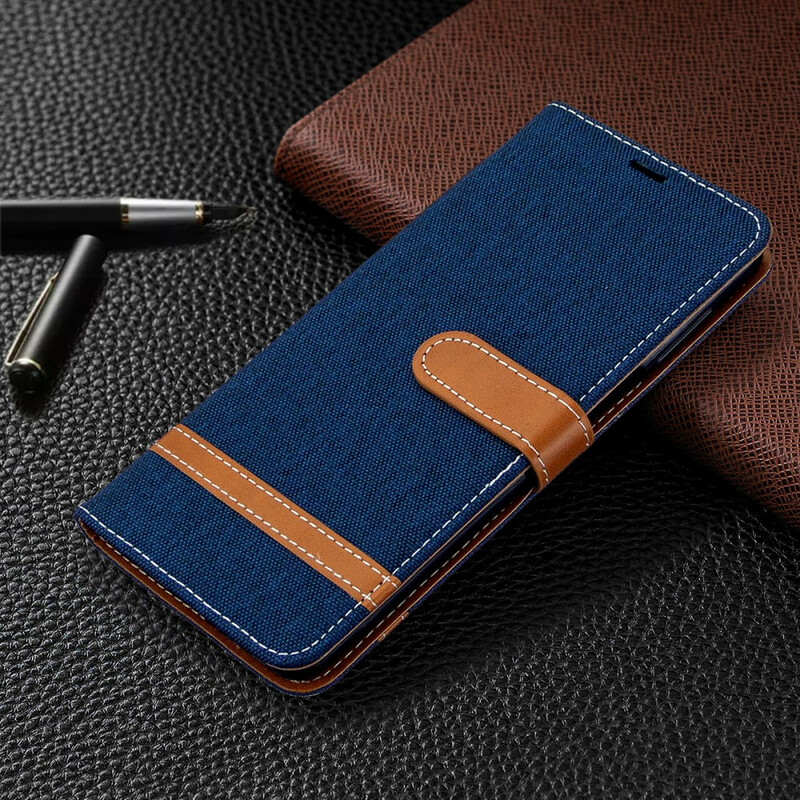 Housse Xiaomi Redmi Note 9S / Redmi Note 9 Pro Tissu et Effet Cuir à Lanière Housse Xiaomi Redmi Note 9S / Redmi Note 9 Pro Tissu et Effet Cuir à Lanière