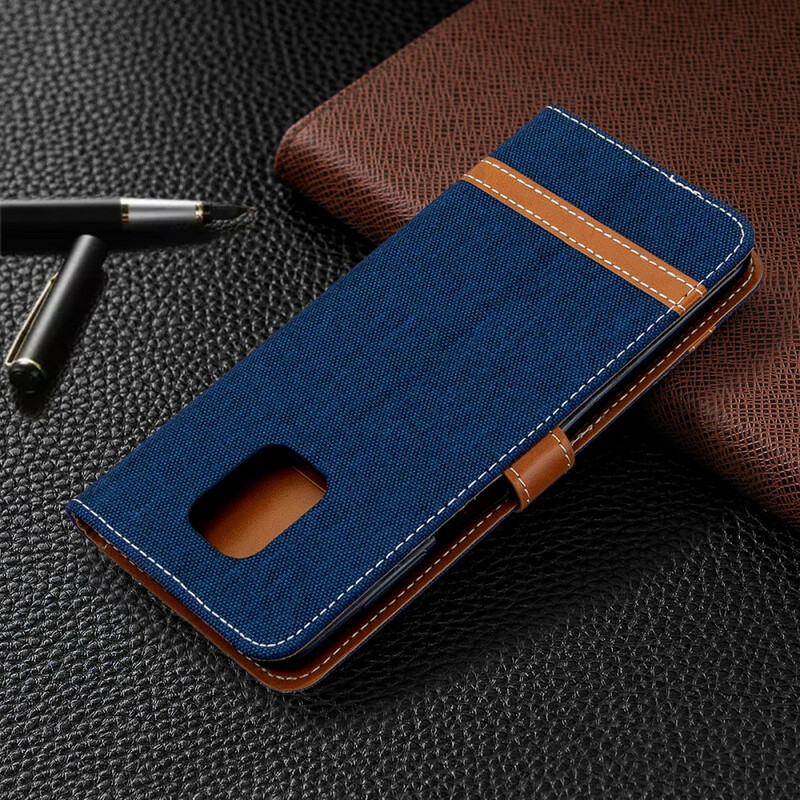 Housse Xiaomi Redmi Note 9S / Redmi Note 9 Pro Tissu et Effet Cuir à Lanière Housse Xiaomi Redmi Note 9S / Redmi Note 9 Pro Tissu et Effet Cuir à Lanière