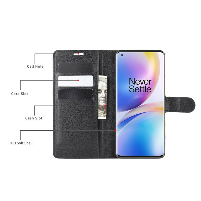 Housse OnePlus 8 Pro Style Cuir Litchi Premium