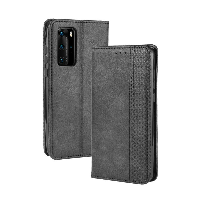 Flip Cover Huawei P40 Pro Effet Cuir Vintage Stylisé Flip Cover Huawei P40 Pro Effet Cuir Vintage Stylisé