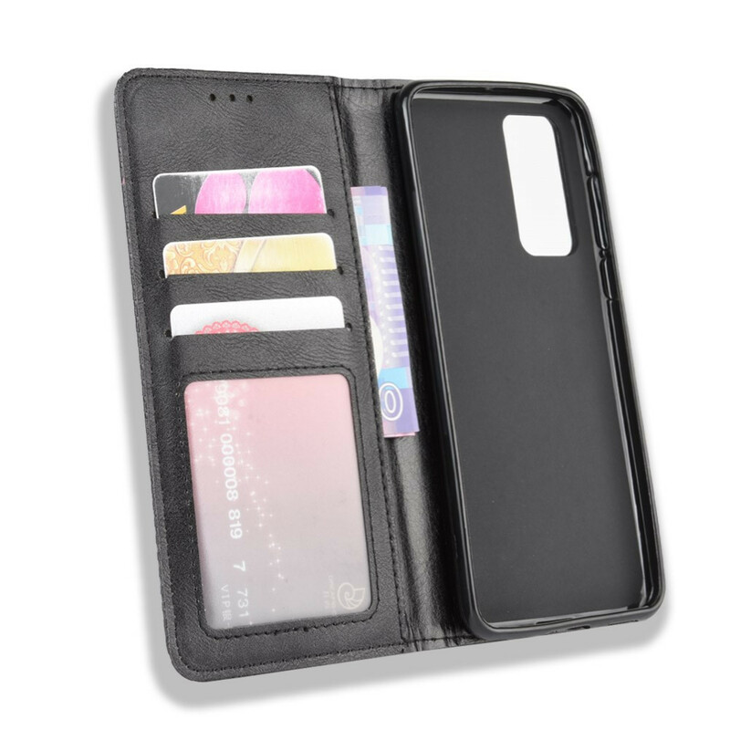 Flip Cover Huawei P40 Pro Effet Cuir Vintage Stylisé Flip Cover Huawei P40 Pro Effet Cuir Vintage Stylisé