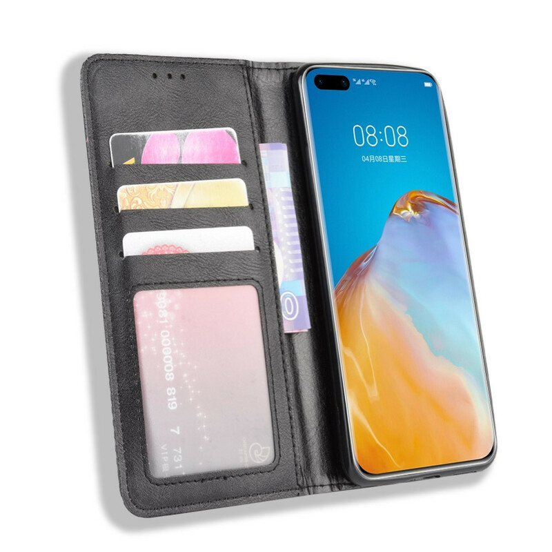 Flip Cover Huawei P40 Pro Effet Cuir Vintage Stylisé Flip Cover Huawei P40 Pro Effet Cuir Vintage Stylisé