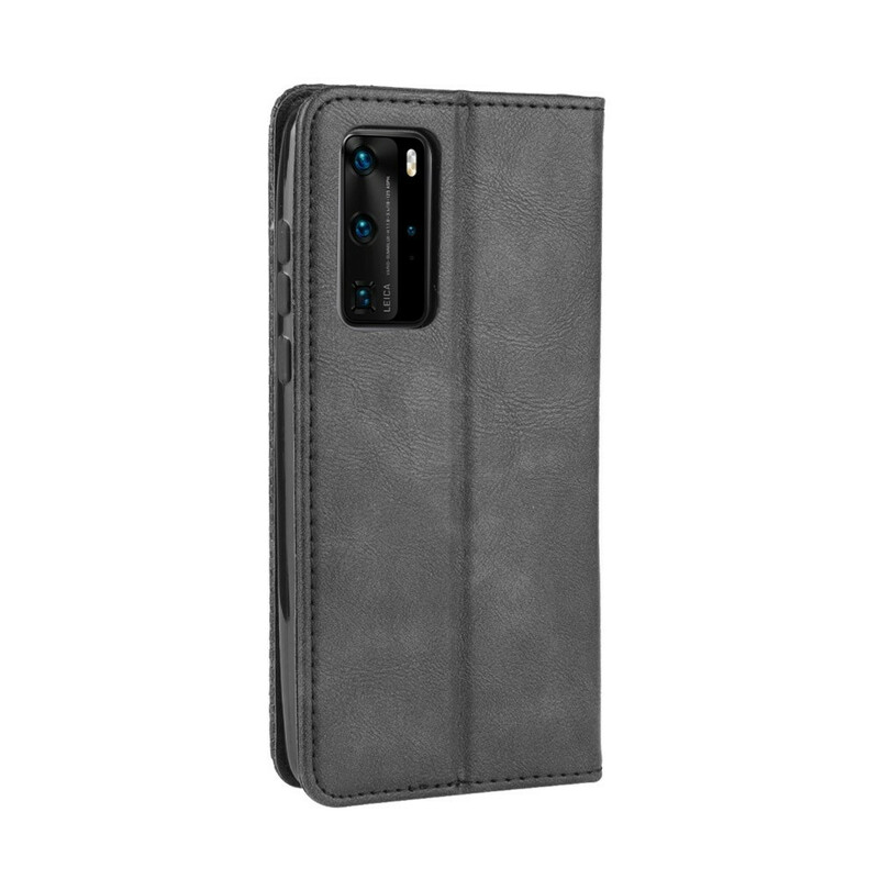 Flip Cover Huawei P40 Pro Effet Cuir Vintage Stylisé Flip Cover Huawei P40 Pro Effet Cuir Vintage Stylisé
