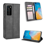 Flip Cover Huawei P40 Pro Effet Cuir Vintage Stylisé Flip Cover Huawei P40 Pro Effet Cuir Vintage Stylisé