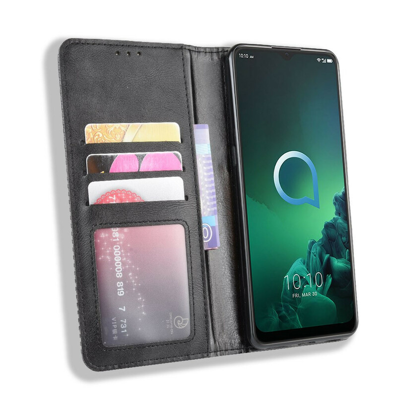 Flip Cover Acatel 3X 2019 Effet Cuir Vintage Stylisé Flip Cover Acatel 3X 2019 Effet Cuir Vintage Stylisé