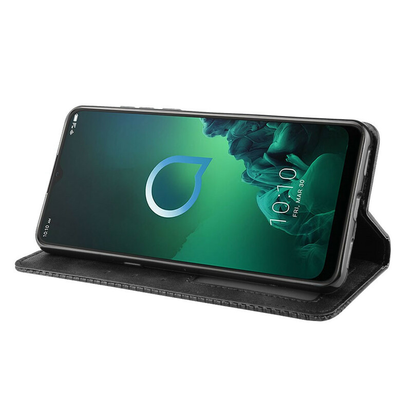 Flip Cover Acatel 3X 2019 Effet Cuir Vintage Stylisé Flip Cover Acatel 3X 2019 Effet Cuir Vintage Stylisé