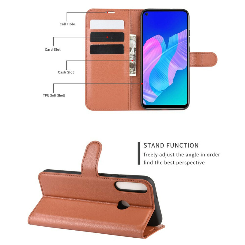 Housse Huawei P40 Lite E Simili Cuir Litchi Classique Housse Huawei P40 Lite E Simili Cuir Litchi Classique