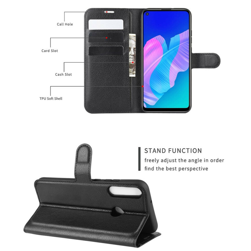 Housse Huawei P40 Lite E Simili Cuir Litchi Classique Housse Huawei P40 Lite E Simili Cuir Litchi Classique