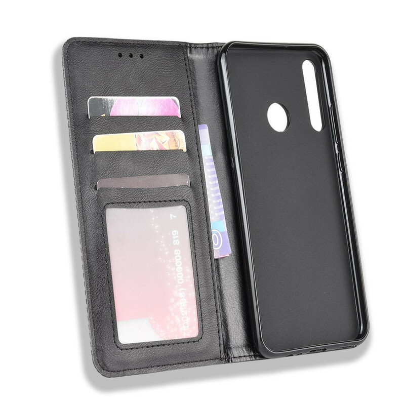 Flip Cover Huawei P40 Lite E Effet Cuir Vintage Stylisé Flip Cover Huawei P40 Lite E Effet Cuir Vintage Stylisé