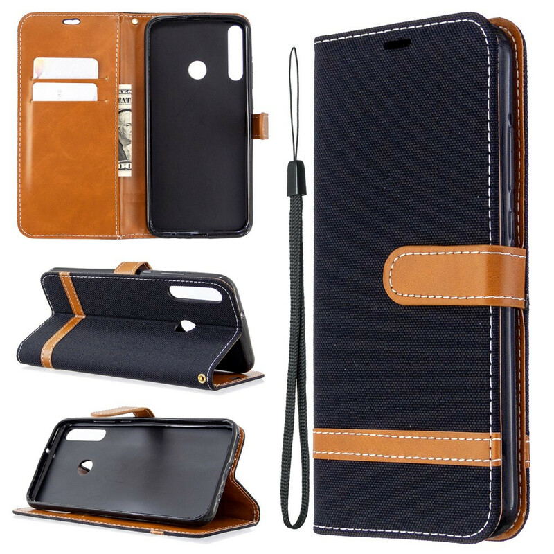 Housse Huawei P40 Lite E Tissu et Effet Cuir à Lanière Housse Huawei P40 Lite E Tissu et Effet Cuir à Lanière