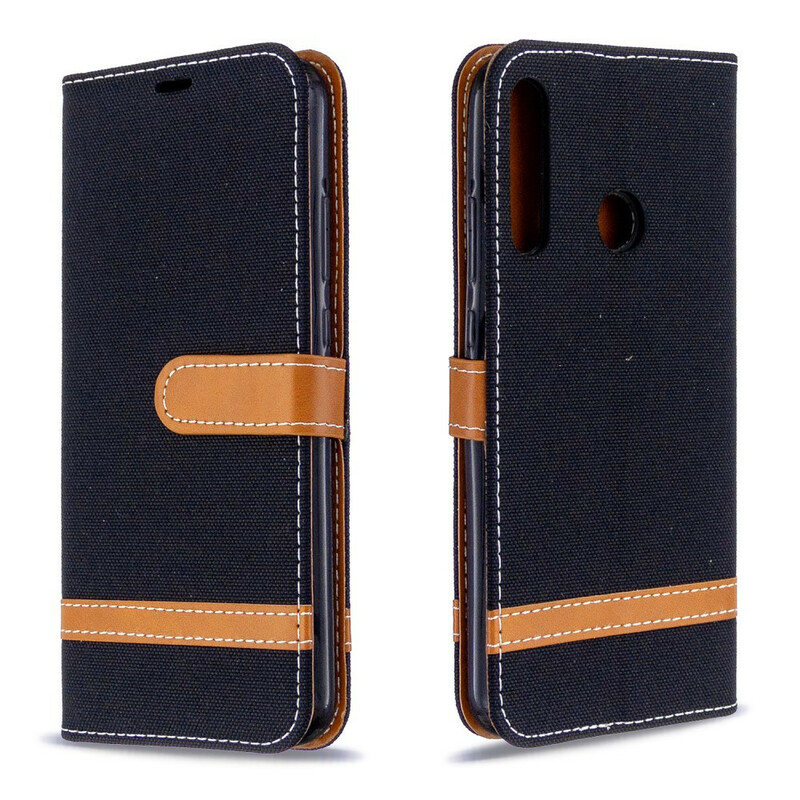Housse Huawei P40 Lite E Tissu et Effet Cuir à Lanière Housse Huawei P40 Lite E Tissu et Effet Cuir à Lanière