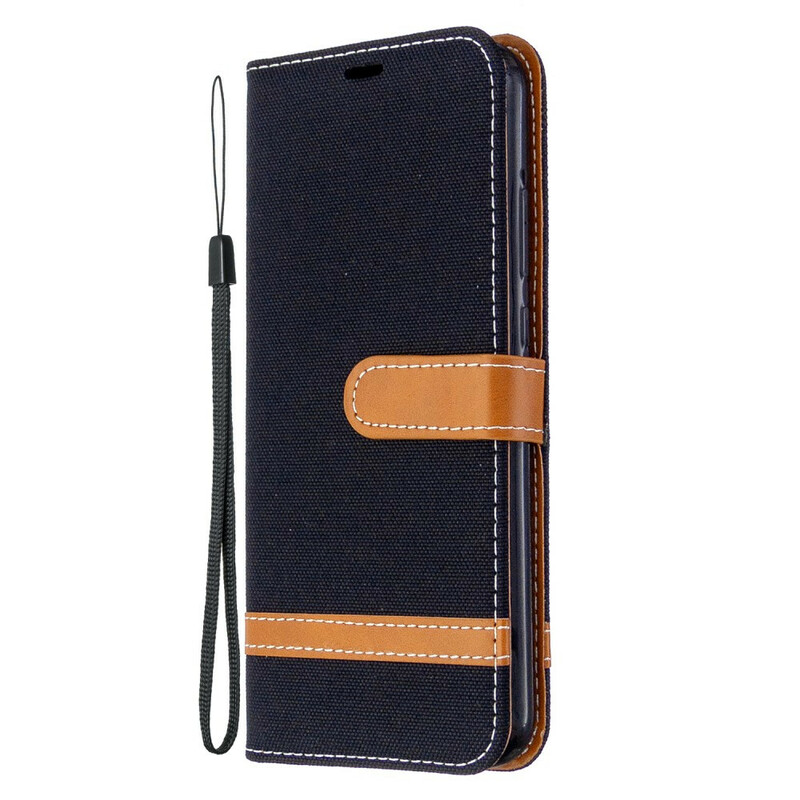 Housse Huawei P40 Lite E Tissu et Effet Cuir à Lanière Housse Huawei P40 Lite E Tissu et Effet Cuir à Lanière