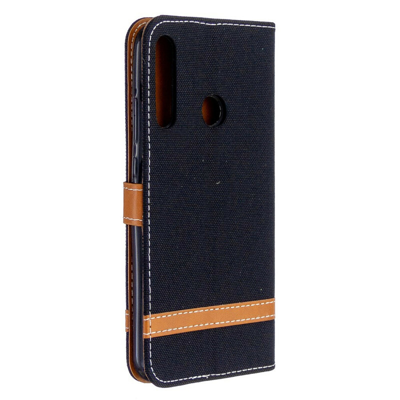 Housse Huawei P40 Lite E Tissu et Effet Cuir à Lanière Housse Huawei P40 Lite E Tissu et Effet Cuir à Lanière