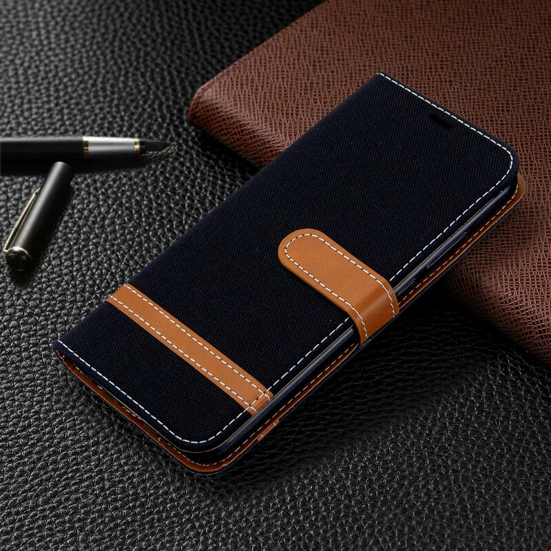 Housse Huawei P40 Lite E Tissu et Effet Cuir à Lanière Housse Huawei P40 Lite E Tissu et Effet Cuir à Lanière