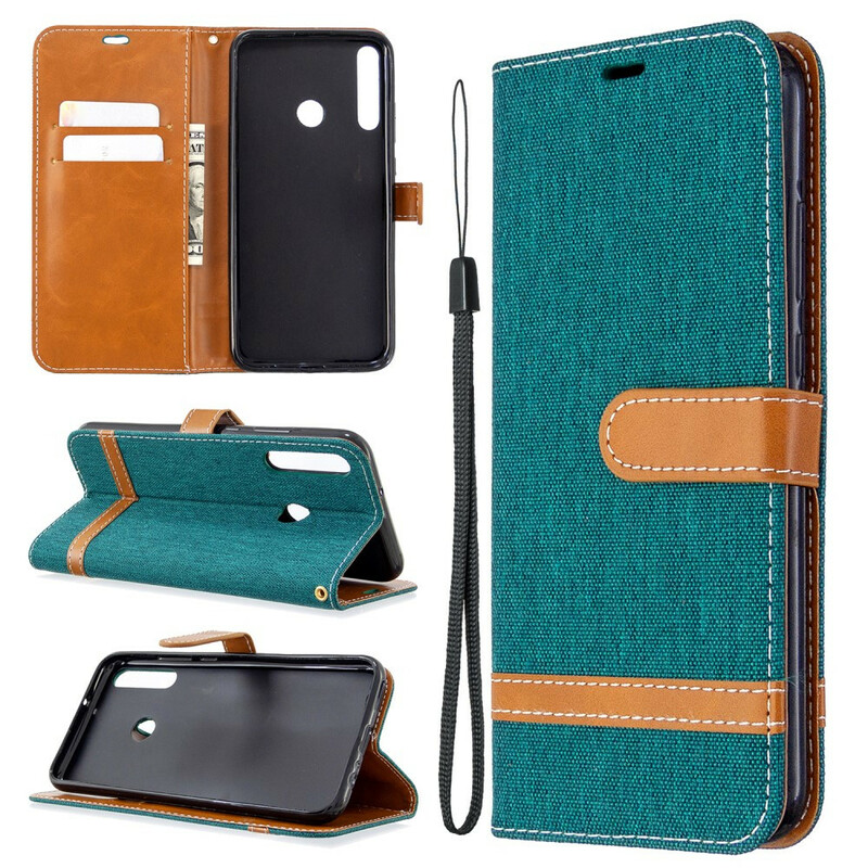 Housse Huawei P40 Lite E Tissu et Effet Cuir à Lanière Housse Huawei P40 Lite E Tissu et Effet Cuir à Lanière