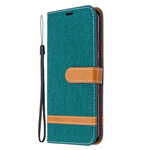 Housse Huawei P40 Lite E Tissu et Effet Cuir à Lanière Housse Huawei P40 Lite E Tissu et Effet Cuir à Lanière