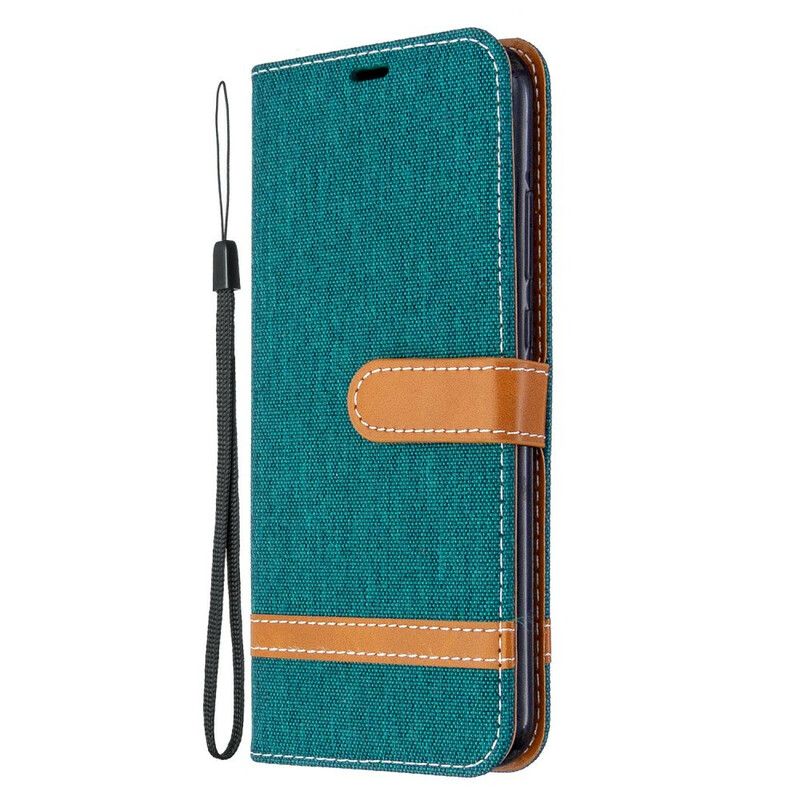 Housse Huawei P40 Lite E Tissu et Effet Cuir à Lanière Housse Huawei P40 Lite E Tissu et Effet Cuir à Lanière