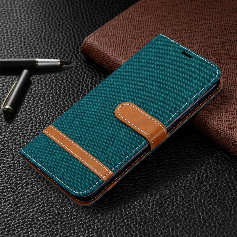 Housse Huawei P40 Lite E Tissu et Effet Cuir à Lanière Housse Huawei P40 Lite E Tissu et Effet Cuir à Lanière