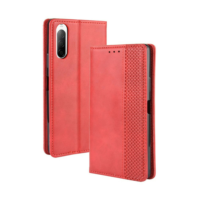 Flip Cover Sony Xperia 10 II Effet Cuir Vintage Stylisé