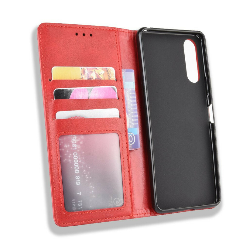 Flip Cover Sony Xperia 10 II Effet Cuir Vintage Stylisé Flip Cover Sony Xperia 10 II Effet Cuir Vintage Stylisé