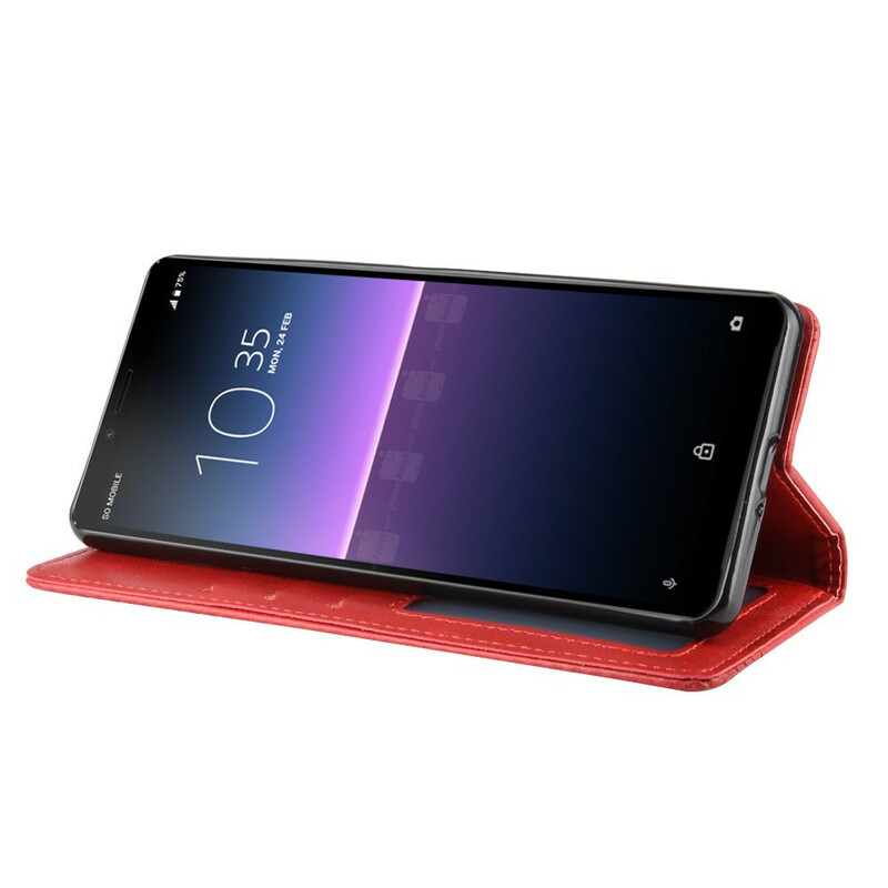 Flip Cover Sony Xperia 10 II Effet Cuir Vintage Stylisé Flip Cover Sony Xperia 10 II Effet Cuir Vintage Stylisé