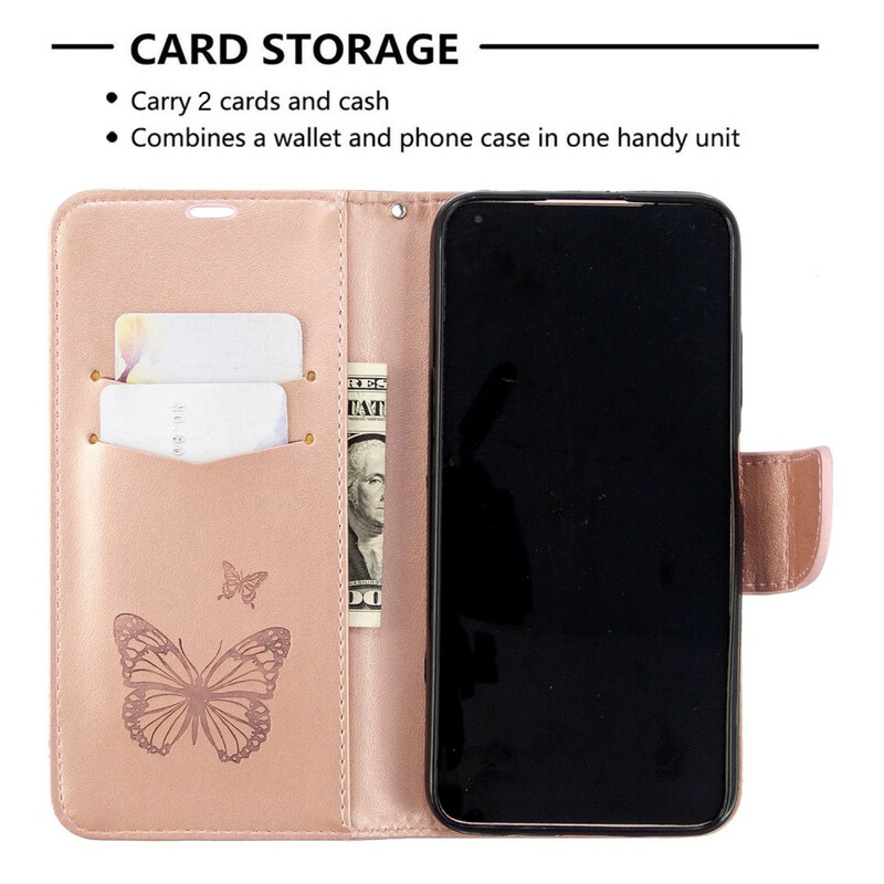 Housse Huawei P40 Lite Papillons Imprimés à Lanière Housse Huawei P40 Lite Papillons Imprimés à Lanière
