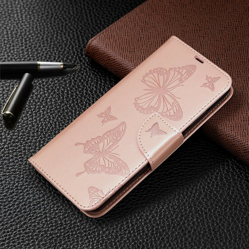 Housse Huawei P40 Lite Papillons Imprimés à Lanière Housse Huawei P40 Lite Papillons Imprimés à Lanière