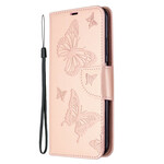 Housse Huawei P40 Lite Papillons Imprimés à Lanière Housse Huawei P40 Lite Papillons Imprimés à Lanière