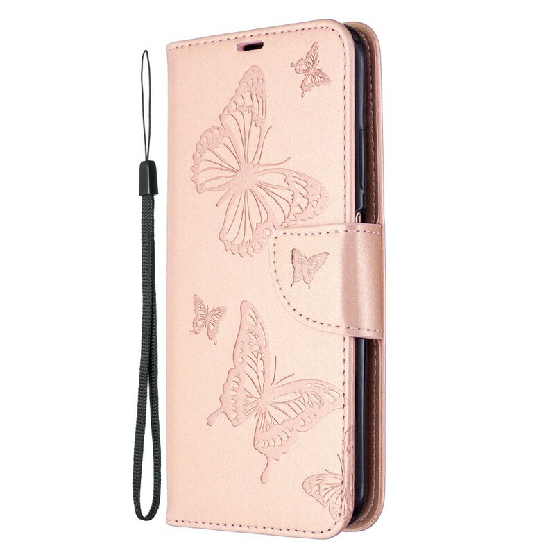 Housse Huawei P40 Lite Papillons Imprimés à Lanière Housse Huawei P40 Lite Papillons Imprimés à Lanière