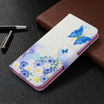Housse Huawei P40 Lite Papillons et Fleurs Peints Housse Huawei P40 Lite Papillons et Fleurs Peints