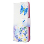 Housse Huawei P40 Lite Papillons et Fleurs Peints Housse Huawei P40 Lite Papillons et Fleurs Peints