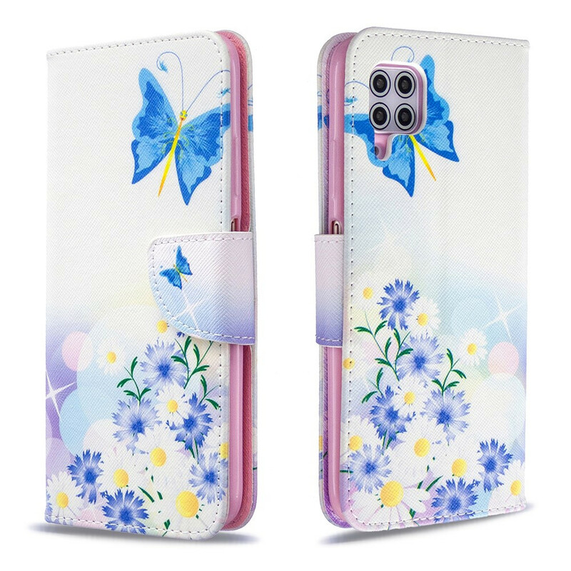 Housse Huawei P40 Lite Papillons et Fleurs Peints Housse Huawei P40 Lite Papillons et Fleurs Peints