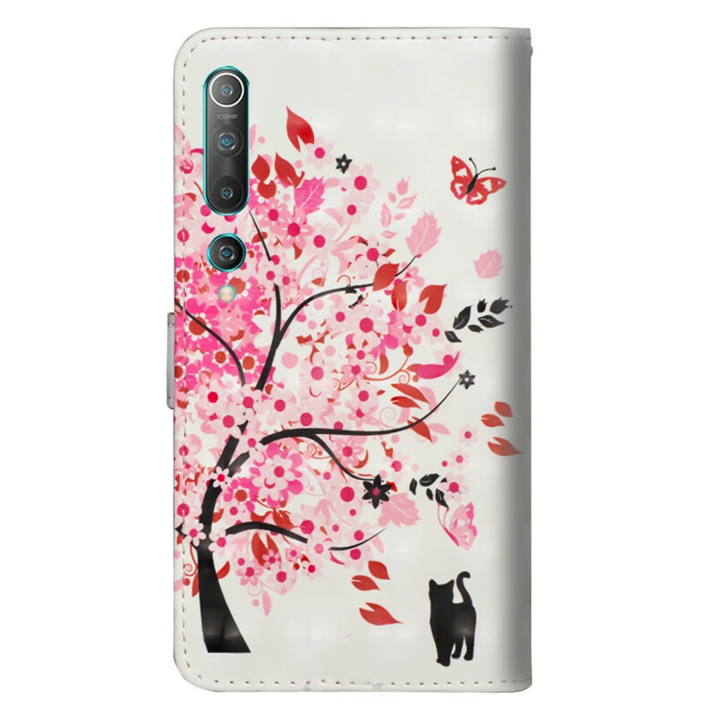 Housse Xiaomi Mi 10 / 10 Pro Arbre Rose et Chat Noir Housse Xiaomi Mi 10 / 10 Pro Arbre Rose et Chat Noir