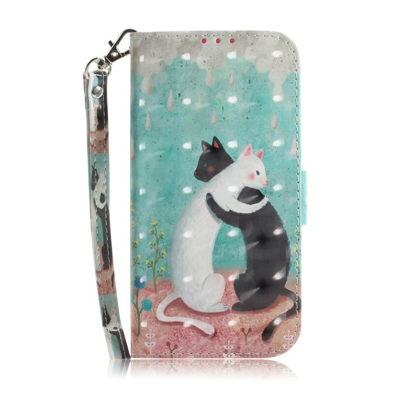 Housse Xiaomi Mi 10 / 10 Pro Amis Chats à Lanière Housse Xiaomi Mi 10 / 10 Pro Amis Chats à Lanière