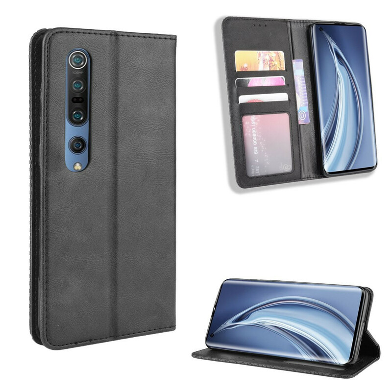 Flip Cover Xiaomi Mi 10 / 10 Pro Effet Cuir Vintage Stylisé Flip Cover Xiaomi Mi 10 / 10 Pro Effet Cuir Vintage Stylisé