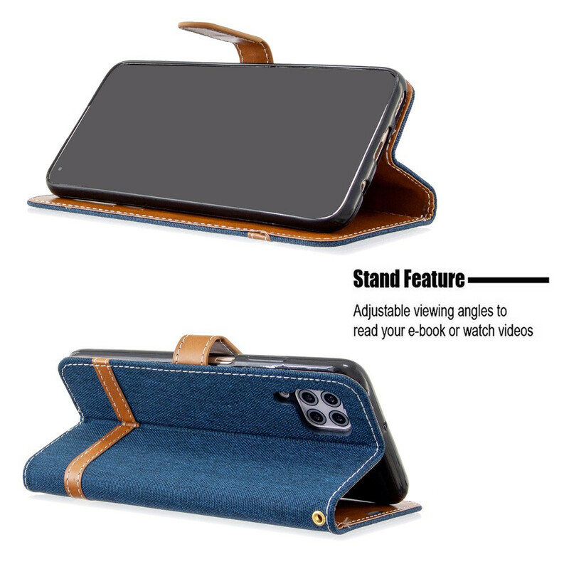 Housse Huawei P40 Lite Tissu et Effet Cuir à Lanière Housse Huawei P40 Lite Tissu et Effet Cuir à Lanière