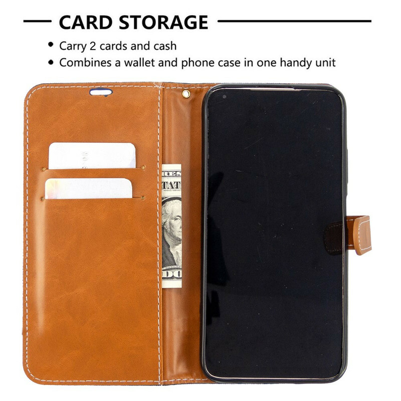 Housse Huawei P40 Lite Tissu et Effet Cuir à Lanière Housse Huawei P40 Lite Tissu et Effet Cuir à Lanière