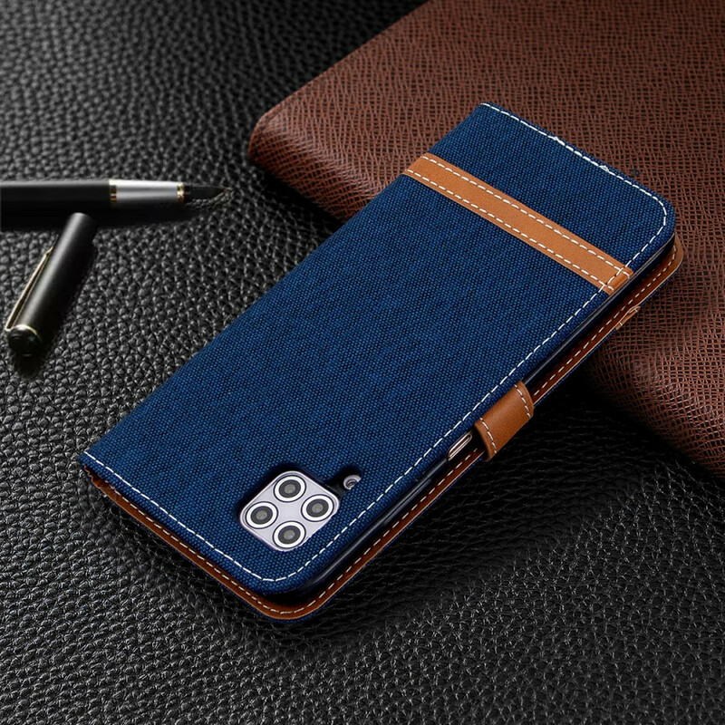 Housse Huawei P40 Lite Tissu et Effet Cuir à Lanière Housse Huawei P40 Lite Tissu et Effet Cuir à Lanière